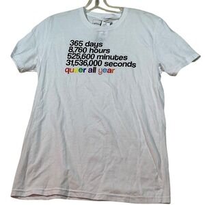 The Phluid Project Queer‎ All Year Pride Graphic Tee White Small NWT PHA053F82